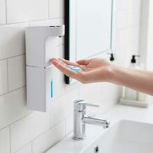 400毫升容量自动皂液器，液体皂液器，壁挂式或台式皂液器 - 白色 - 查看 1