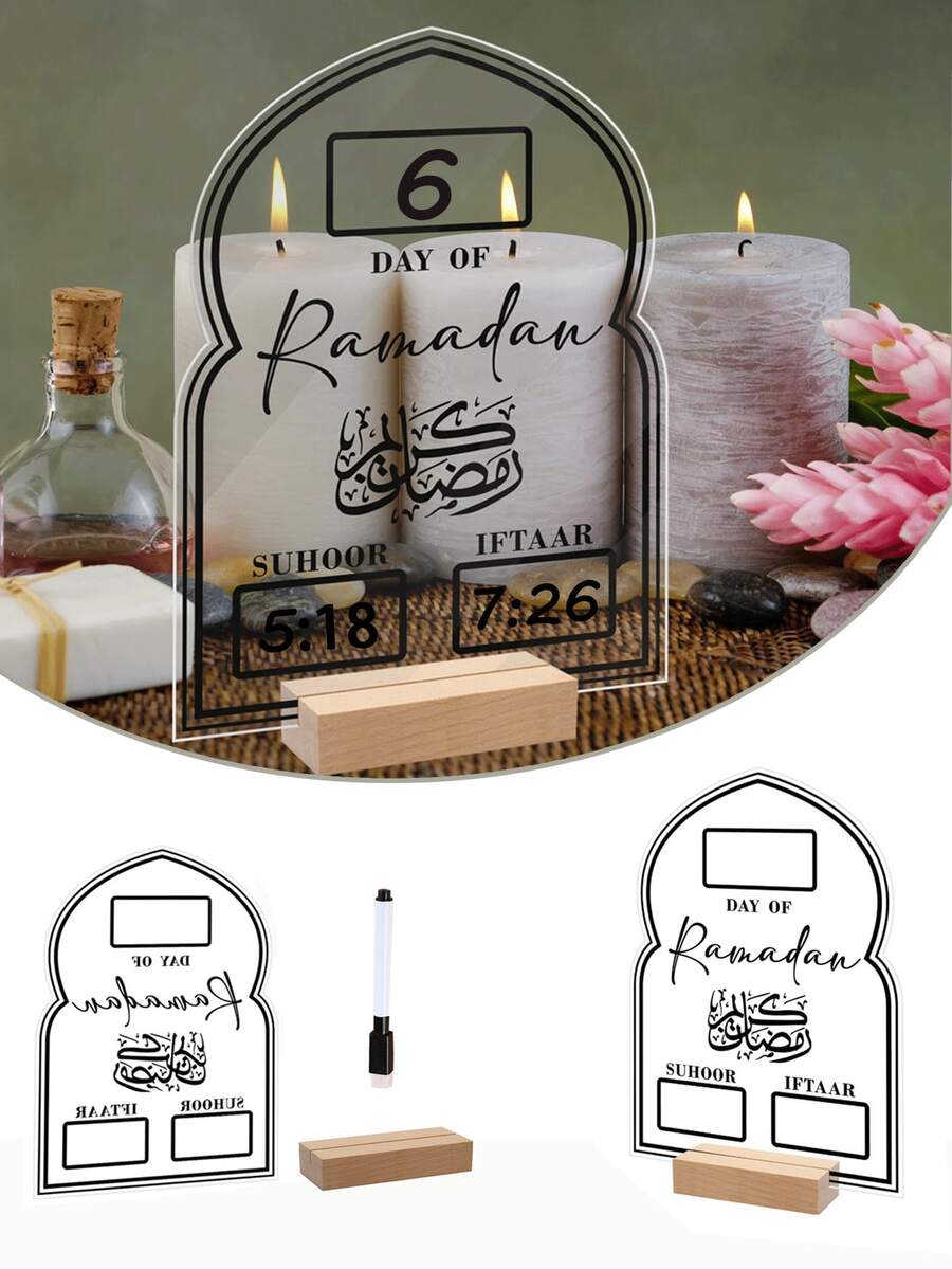 Ramadan Countdown Acrylic Calendar, Comes With Marker Pen, Ramadan Home Decor, Eid Al-Fitr Table Decor, DIY 30-Day Countdown Calendar (2026), Ramadan Gift