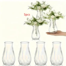 1/2/5/10pcs Plastic Striped Vase, Clear Glass Flower Vase, Floral Arrangement Craft Suitable For Various Bouquets And Decorative Display, Applicable For Holiday And Home Decor, Suitable For Table Decoration, Wedding, Family Dinner Vase Decor - White - View 6