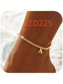 1入不鏽鋼心形和字母項鍊腳鏈，適合女士 - 金色 - 查看 5