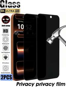 2 Stücke Anti-Spion gehärtetes Glas Bildschirmschutz, Vollflächenschutz, kompatibel mit iPhone 17 Pro Max/17 Pro/17 Air/16/15/14/13/12/11, transparent, wasserdicht, stoßfest, kratzfest, abweisend gegen Fingerabdrücke, unverzichtbar für täglichen, Büro- und Heimgebrauch, Bildschirmschutz-Grundausstattung, geeignet für täglichen Schutz, Büro, Zuhause, Handy-Zubehör Datenschutz-Bildschirmschutz, stoßfest, kratzfest - Schwarz - Übersicht 16