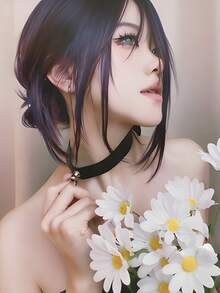 1 chiếc vòng cổ choker bằng kim loại và da có thể điều chỉnh kích thước, kiểu dáng anime, thích hợp cho cosplay, Halloween, mặc hàng ngày, ngày Valentine và các dịp khác. - Nhiều màu - Xem 4