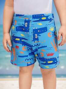 RWX VEST Sunga Bebê Estampada Crocodilo Azul – Confortável e Divertida para Praia e Piscina 2025 B3637 - Azul - Visão 4