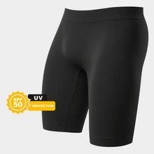 Men's Thermal Bermuda Shorts With Pocket, Unisex Base Layer Anti-Chafing Cycling Shorts With UV50+ Protection - 黑色 - 查看 4