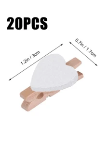 10/20/40/50/80/100/150/200/300/400个白色心形夹子，白色迷你木质心形衣夹，带心形图案的木质衣夹，木质弹簧照片纸夹，家居婚礼情人节装饰夹，床品晾干夹，心形木质衣夹照片纸迷你夹子 - 白色 - 查看 19