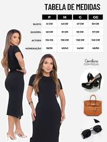 Vestido Midi Feminino Manga Curta Fenda Lateral Elegante  Casual    Algodão - Marsala - Visão 9