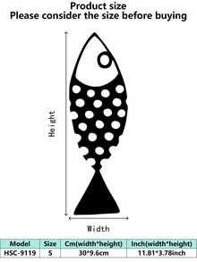 1 pieza (20-60cm), Decoración de pared de pez de metal estilizado, con diseños de peces de patrones negros detallados, en un estilo minimalista artístico, ideal para amantes de la decoración del hogar moderna, tema minimalista acuático - perfecto para Halloween/Navidad/Día del Niño, fiestas en el hogar/proyectos DIY/inauguraciones de casa, cocina/sala de estar/dormitorio/balcón, primavera/verano, colgante decorativo - Multicolor - Ver 18