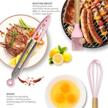 14Pcs Set Silicone Kitchen Utensils Set Non-Stick Cooking Spoon And Baking Tools,Color Optional - Pink - View 5