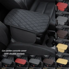 Upgraded Dual Side Storage Car Center Console Cover, 12.4*7.48in, Dual Pocket/No Pocket Styles, Super Soft Microfiber PU Leather Car Armrest Pad, Universal Car Armrest Storage Box, Suitable For Cars, RVs, Most Vehicles Interior Accessories - one-size - View 7