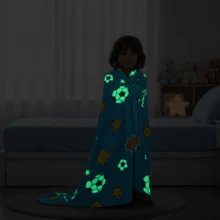 40英寸 x 60英寸儿童卡通美人鱼夜光毯，幼儿毯，真空压缩包装，男童毯，美人鱼主题礼物，足球主题礼物，柔软羊毛毯，生日礼物 - 彩色 - 查看 6