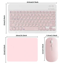 Bluetooth Keyboard With Mouse And Mouse Pad Combo, Portable Wireless Keyboard (150mAh) Mouse Set Compatible With Samsung Tablets, Apple IPad 13+, Smartphones, Android, Windows (Pink) - Pink - View 11