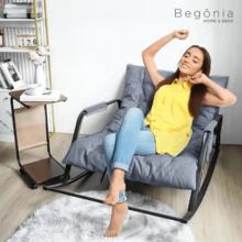 Silla mecedora ajustable extra grande y cómoda: asiento de plástico resistente con estructura robusta, silla de ocio versátil y portátil para interior y exterior, mueble de jardín, diseño de respaldo escalonado, sillón reclinable cómodo, tumbona de ocio, sillón reclinable decorativo, sillón de lactancia, silla mecedora con cojín grande, silla de patio, silla de relajación, mueble de exterior, silla mecedora, con capacidad para 2 personas. - Gris - Ver 6