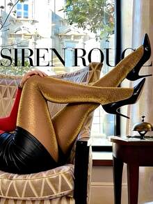 Women Sexy Shimmer Tights - Glitter Nylon Hosiery With Dazzling Shine & Silky Smooth Ultra Shimmery Texture, Fashionable Cute Elegant Statement Piece To Be The Center Of Attention, Comfortable Fit For Christmas, Valentine's Day, Everyday, Date And Office Wear In Fall And Winter - Gold - View 2