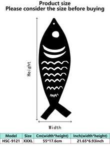 1 pieza (20-60cm), Decoración de pared de pez de metal estilizado, con diseños de peces de patrones negros detallados, en un estilo minimalista artístico, ideal para amantes de la decoración del hogar moderna, tema minimalista acuático - perfecto para Halloween/Navidad/Día del Niño, fiestas en el hogar/proyectos DIY/inauguraciones de casa, cocina/sala de estar/dormitorio/balcón, primavera/verano, colgante decorativo - Multicolor - Ver 30