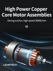 LEVIATECH 1台便携式无线手持吸尘器，6kPa旋风吸力无线车载吸尘器，可充电大功率吸尘器，适用于汽车/办公室/家庭