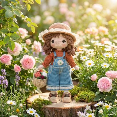 1 Set Crochet Kits For Beginner, Cute Flower Girl Crochet Pattern, DIY Crochet Craft Kit With Step-By-Step Video Tutorials And Instructions, Ideal For Adults Knitting Starter Pack