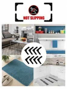 2/8/12pcs Anti-Slip Carpet Grippers, Suitable For Carpets, Made Of PU Material, Washable, Anti-Slip And Reusable, Prevent Carpet Shifting And Curling, Applicable For Living Room, Dining Room, Bathroom Carpets, Back To School Supplies, Household Essential - Black - View 6