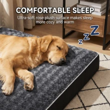 Grey Dog Bed For Large Dogs Large Orthopedic Dog Bed With Egg Crate Foam Support And Non-Slip Bottom, Waterproof And Machine Washable Removable Pet Bed Cover - 灰色 - 查看 2
