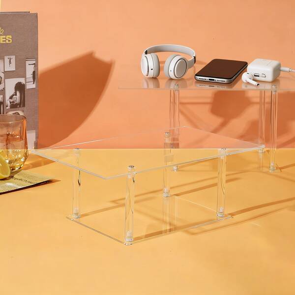 1pc Acrylic Jewelry Display Stand, Transparent Acrylic Display Rack For Home, Various Sizes, Transparent Storage Tray, Kitchen & Home Riser Organizer