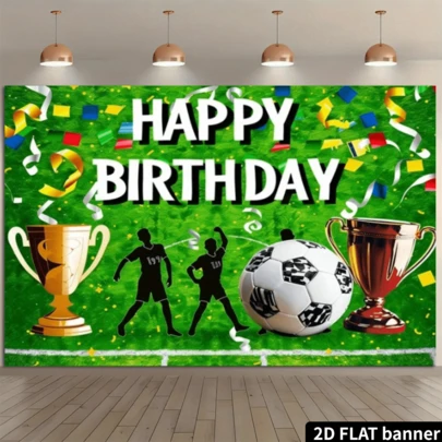 1pc Football Party Decoration, Birthday Banner Background, Football Theme Backdrop, Suitable For Football Birthday Party Photo Background Banner Wall Decor Props Party Supplies