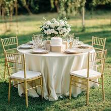 1 chiếc khăn trải bàn tròn màu trắng bóng, đường kính 228cm, thích hợp cho đám cưới và tiệc tùng - đa năng dùng để trang trí bàn ăn, lễ hội, khách sạn hoặc làm phông nền. - sữa - Xem 6