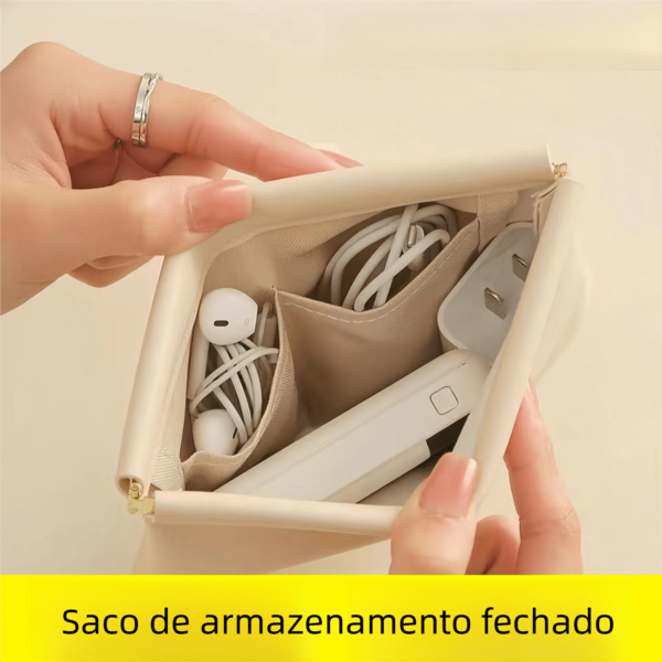 Nova bolsa de fechamento simples, bolsa de armazenamento de fones de ouvido mini PU, bolsa de moedas portátil,