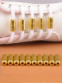 QKC 5双装铝制男女鞋带扣金属鞋带锁儿童成人免系懒人鞋带胶囊扣配件 - 彩色 - 查看 5