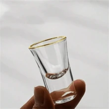 6pcs,12pcs 15ml/0.5oz Shot Cups, Creative Baijiu Cup Painted With Golden Small Wine Cup Set,15ml/0.5oz Shot Glass, For Bar, Pub, Club, Restaurant And Home Use, Drinkware - Clear - View 5