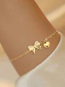 1pc 18K Gold-Plated Stainless Steel Fine Chain Bracelet, Elegant Bracelet Jewelry