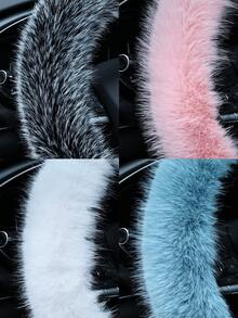 1pc Imitation Flower Fox Mink Plush Car Steering Wheel Cover, Warm Anti-Slip Universal Auto Wheel Sleeve, High-End Elegant Winter Driving Accessory - one-size - View 10
