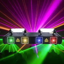 Dj Lights, Party Lights, Disco Lights, 4-Beam Effect, Stage Lighting, Projection Lights, Strobe Lights, RGBY, Sound Activation, Controlled By DMX, Family Gathering, Dancing, Bar, Club, KTV, Karaoke, Holiday, Birthday, Light Show, Atmosphere Lights - EU F Type Plug(220-240V) - View 14