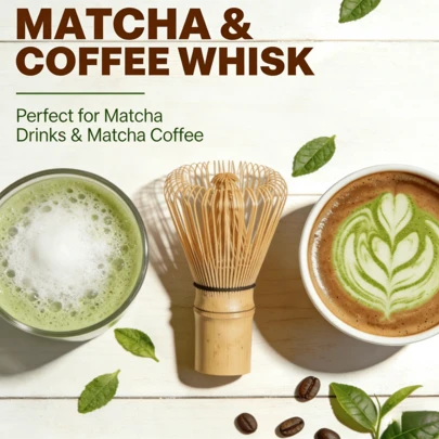 Matcha Tools, Coffee Stirrer, Japanese Matcha Bowl Ceramic Tea Cup Matcha Whisk Tea Whisk Coffee Stirrer Tool Set, Matcha & Coffee 2-In-1