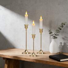 12个/6个/3个/1个铁质锥形烛台，装饰烛台 - 适用于婚礼、餐厅、派对、壁炉装饰，圆柱形烛台，适用于婚礼、家居装饰、节日派对、庆典装饰 - 金色 - 查看 11