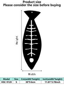 1 pieza (20-60cm), Decoración de pared de pez de metal estilizado, con diseños de peces de patrones negros detallados, en un estilo minimalista artístico, ideal para amantes de la decoración del hogar moderna, tema minimalista acuático - perfecto para Halloween/Navidad/Día del Niño, fiestas en el hogar/proyectos DIY/inauguraciones de casa, cocina/sala de estar/dormitorio/balcón, primavera/verano, colgante decorativo - Multicolor - Ver 46