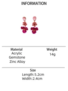 1 Pair Elegant Blue Flower Dangle Earrings, Bohemian Style, Suitable For Women's Daily Wear, Gift - Earrings - View 14