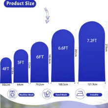 Einfarbige elastische Bogen Hintergrundabdeckungen, 1,2 m, 1,5 m, 1,8 m, 2 m, 2,2 m, 2,4 m, Marine Blau Bogen Hintergrund, umkehrbar für Party, Hochzeit Dekoration, Innen-/Außenbogen Rahmenabdeckungen, geeignet für alle Jahreszeiten - Königsblau - Übersicht 5