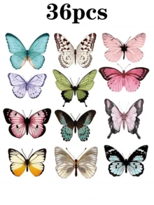108pcs/Set Colorful 3D PVC Butterfly Decorative Stickers, Suitable For Packaging, Decoration, Selfie, Live Streaming Background, DIY Jewelry Hanging Decor. Wall Decor For Bedroom, Living Room, Home, Dining Room, Hotel, Wedding, Holiday Gifts, Birthday, Graduation, Personal Stickers, School Decor, Dorm Decor, Home Decor, Room Decor, School Supplies - Multicolor - View 12