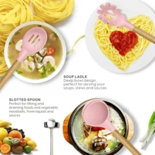 14Pcs Set Silicone Kitchen Utensils Set Non-Stick Cooking Spoon And Baking Tools,Color Optional - Pink - View 3