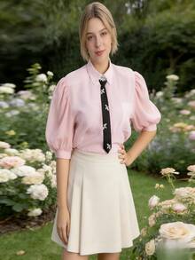 女士领带一条 - 黑色领带，镶嵌闪亮水钻（类似仿珍珠），可调节优雅领带，闪亮配饰，可搭配衬衫和西装外套，是婚礼、活动/办公室/派对的理想之选，也是Y2K酷女孩穿搭装饰的完美点缀。 - 彩色 - 查看 4