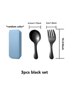 Set di posate portatile in acciaio inossidabile 3 pezzi, in acciaio inossidabile 304, posate pieghevoli con scatola di conservazione, inclusi forchetta, cucchiaio e scatola di conservazione - perfetto per ufficio, cucina, picnic, campeggio e attività all'aperto, e anche un bel regalo per le vacanze, adatto come regalo di Natale o per il ritorno a scuola.