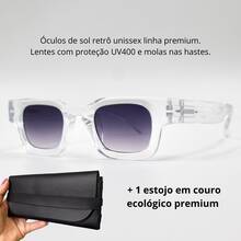 Premium Men's And Women's Square Retro Modern Sunglasses With Comfortable Spring-Loaded Temples And Cosmetic Lenses With UV400 Protection. - Crystal - View 5
