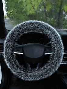 1pc Imitation Flower Fox Mink Plush Car Steering Wheel Cover, Warm Anti-Slip Universal Auto Wheel Sleeve, High-End Elegant Winter Driving Accessory - one-size - View 7