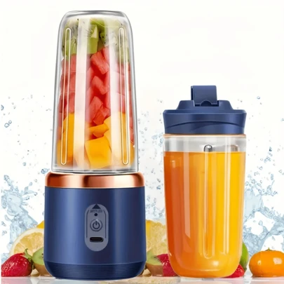 便携式电动USB榨汁搅拌机，6刀片，按钮控制，适用于制作奶昔、冰沙和柑橘汁，易于清洁，高品质材料，是情人节、感恩节、万圣节、圣诞节、母亲节和其他节日的完美礼物。