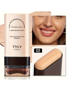 1pc Eraser Foundation Stick With Brush Coverage Moisturizing Even Skin Tone Face Concealer Long-Lasting Non-Oxidizing Makeup Face Beauty Makeup Cosmetics - 多色的 - 查看 13