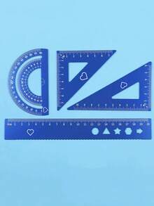 Règle en métal en forme de cœur, règle triangulaire et rapporteur, convient aux étudiants, architectes, arpenteurs, à la maison, à l'école, au bureau et autres occasions