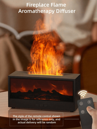 1个150毫升创意壁炉香薰机，超声波火焰加湿器，篝火精油香薰机，带LED灯和遥控器，适用于家庭、办公室、生日、圣诞节、情人节装饰（USB供电）