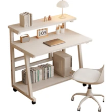 Large Space Storage Liftable Double-Layer Home Study Table Desk With Bookshelf 80*40cm - Multicolor - View 2
