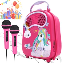 Karaoke Machine - 2 Microphones Karaoke For Singing, Karaoke Speaker With Voice Changer For Christmas Holiday Birthday New Year Gift Gift With Carton Pic Christmas For Girls 4, 5, 6, 7, 8+ Years Old Toddler Teens - PINK - Red Violet - View 11