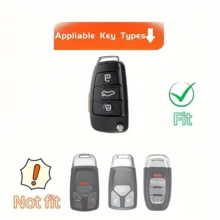 1件新款 TPU 車鑰匙保護殼附鑰匙圈,適用於 Audi A3 A6 C5 C6 Q3 Q2 Q7 TT TTS R8 S3 S6 RS3 RS6 A4 車型,保護套配件 - KY1 - 查看 3