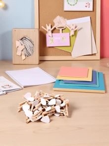 10/20/40/50/80/100/150/200/300/400个白色心形夹子，白色迷你木质心形衣夹，带心形图案的木质衣夹，木质弹簧照片纸夹，家居婚礼情人节装饰夹，床品晾干夹，心形木质衣夹照片纸迷你夹子 - 白色 - 查看 8